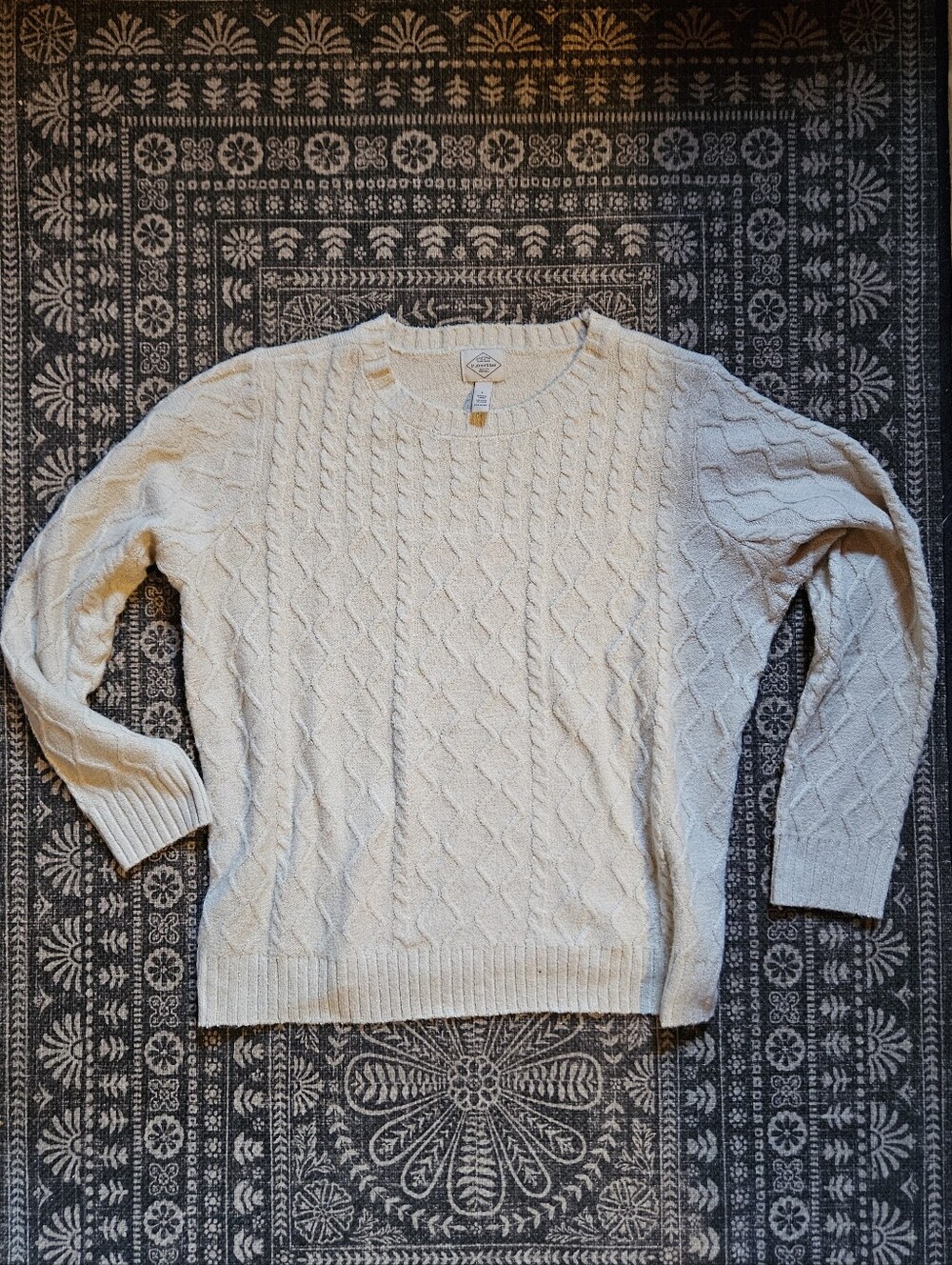 St. John's Bay Cream Cable-Knit Crewneck Sweater